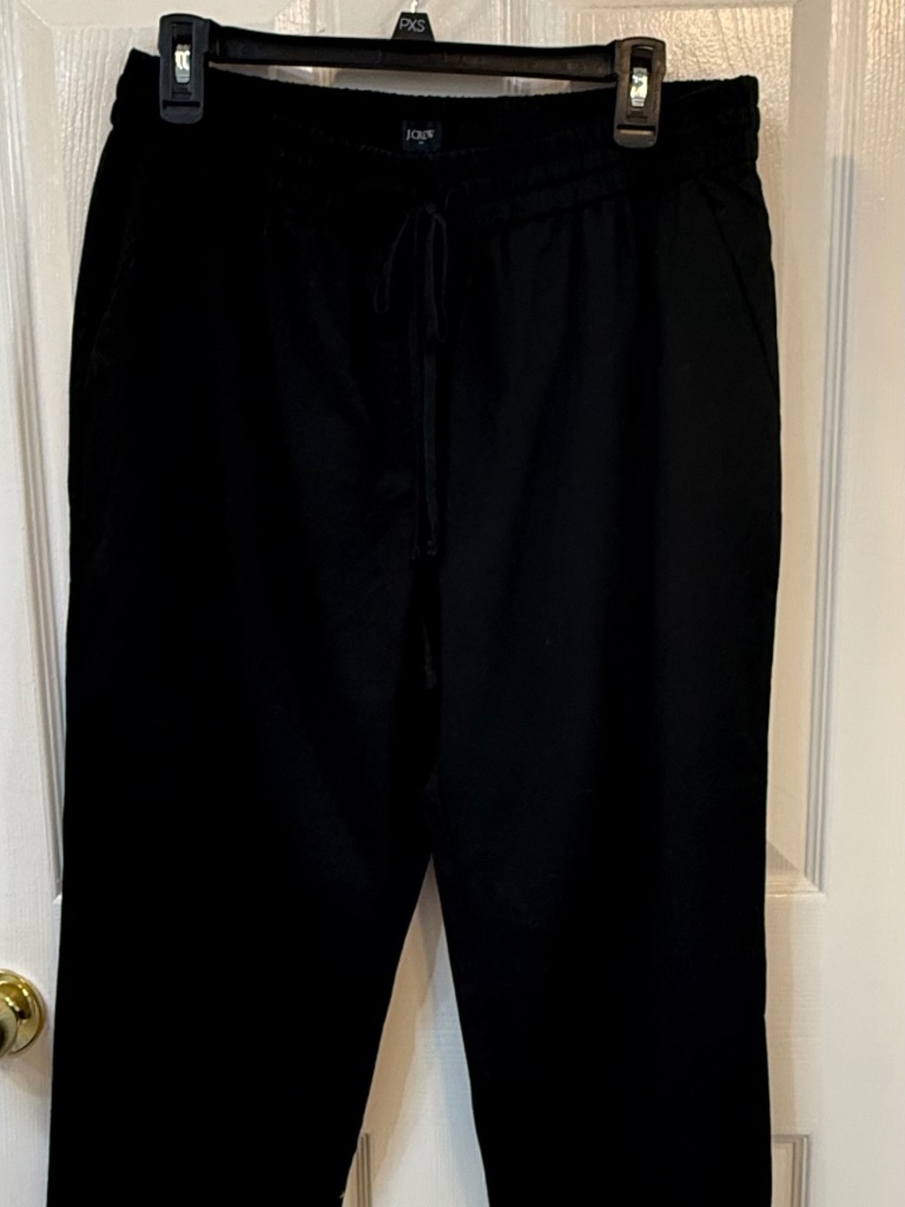 J. Crew Linen Pants Women's 12 Pull On Drawstring Straight Leg Black AW839